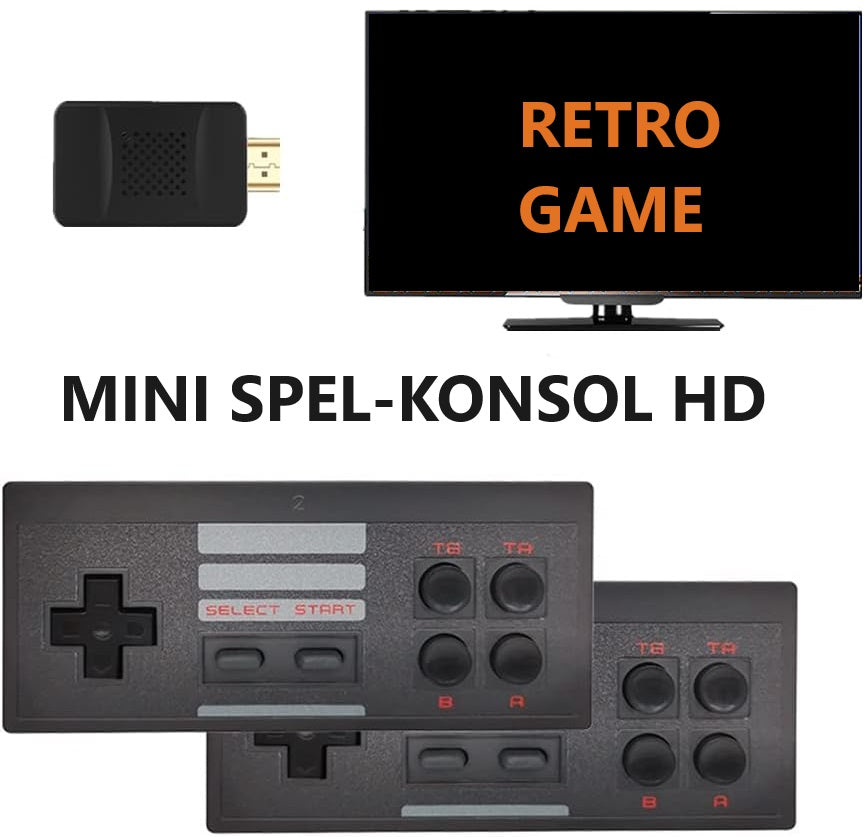 Hd retro spelkonsol med 620 inbyggda spel