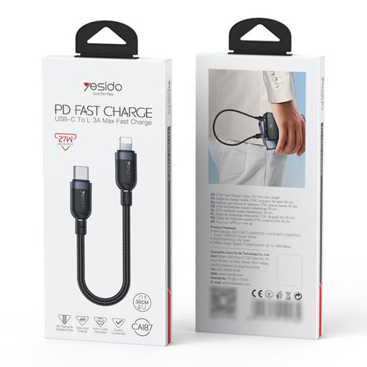 Yesido CA187 USB-C till Lightning Kabel 27W PD Snabbladdning 30 cm