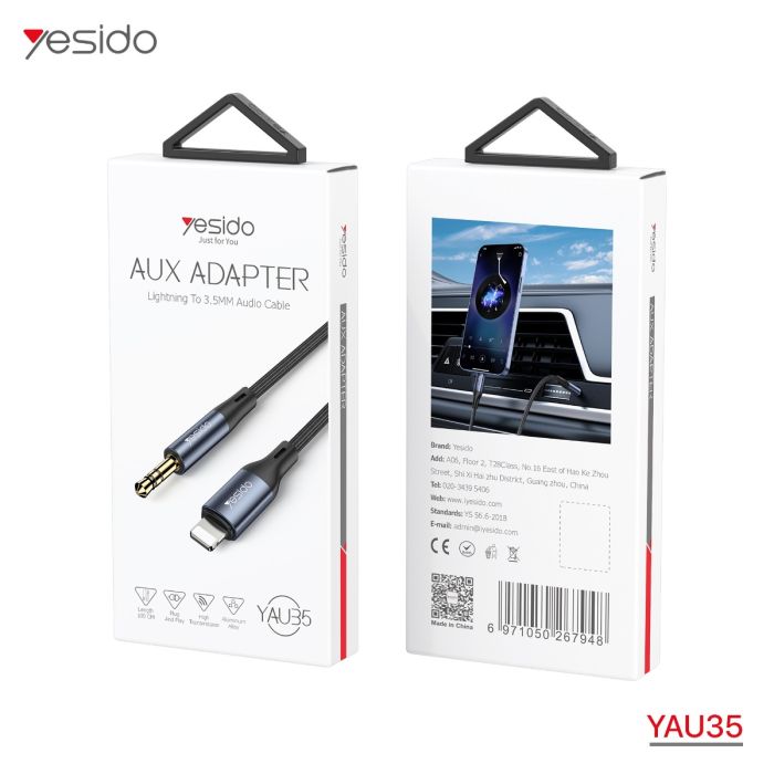 Yesido YAU35  Lightning till 3,5 mm AUX Adapterkabel