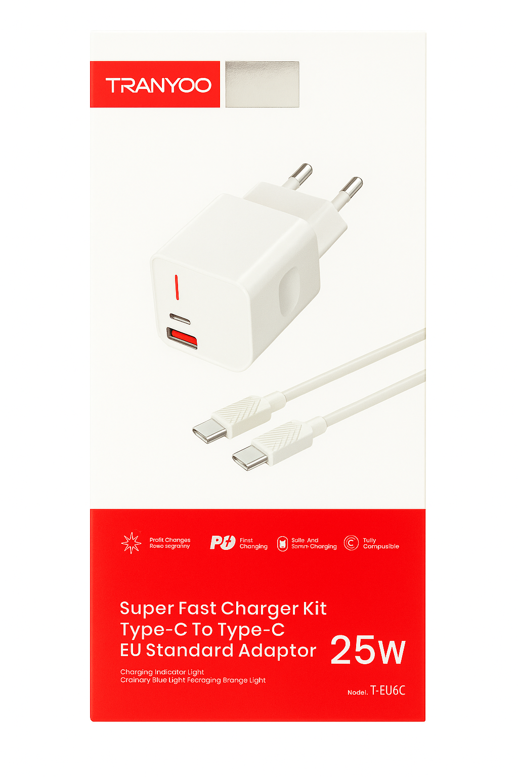 Tranyoo Super Fast Charger Kit 25W (Type-C till Type-C EU Standard)